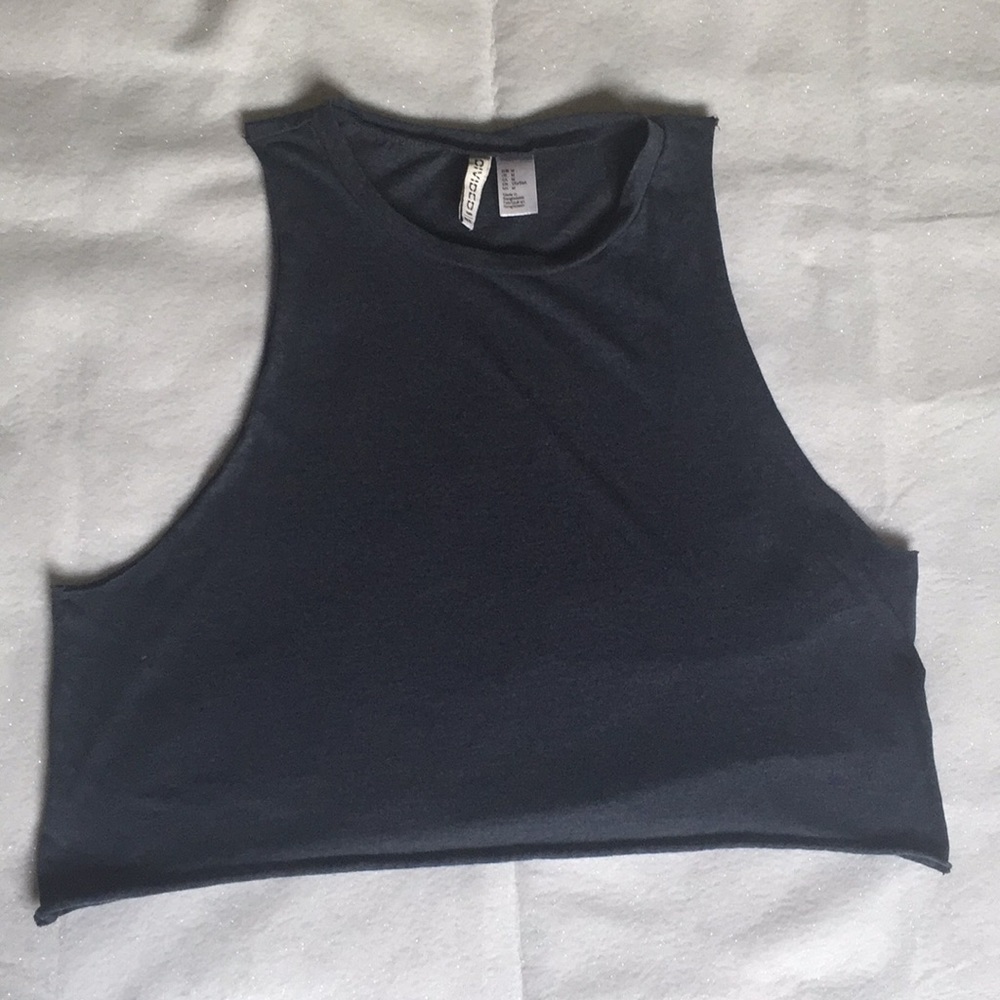 Navy Blue Divided Cut Crop Top